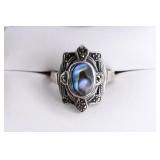 Sterling Silver Abalone & Marcacite Ring