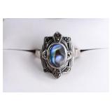 Sterling Silver Abalone & Marcacite Ring