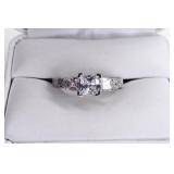 Sterling Silver White Sapphire Ring