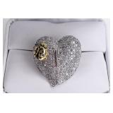 Sterling Silver Lady Bug On Leaf  Ring