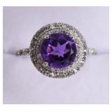Round Cut Amethyst Dinner Ring