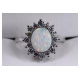 1.88cttw Opal Sterling Silver Dinner Ring