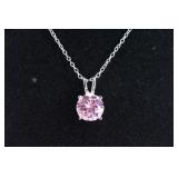 Pink Topaz Solitaire Necklace