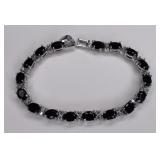 10.88 ct Onyx and White Topaz Tennis Bracelet