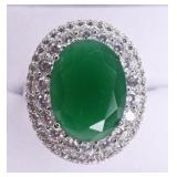 7.28ct Emerald Sterling Silver Dinner Ring