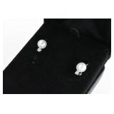 Pearl and diamond earring set