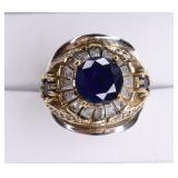 Round Cut Sapphire Sterling Silver Ring