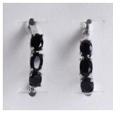 3 Stone Sapphire Evening Earrings