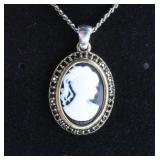 Cameo and Sterling Silver Necklace