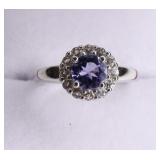 Round Cut  Sterling Tanzanite Dinner Ring