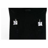 Square Cut Flawless White Topaz Earrings