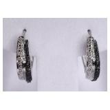 Black and White Diamond Hoop Earrings