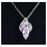 Pink Sapphire and DIamond Estate Necklace
