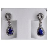 Blue and White Sapphire Earrings