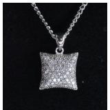 White Sapphire Pave Sterling Silver Necklace