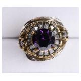 Round Cut Amethyst Sterling Silver Ring