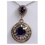 Round Cut Amethyst Sterling Silver Necklace