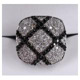 Black and White Sapphire Sterling Dinner Ring