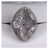 White Topaz Pave Sterling Dinner Ring