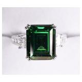 4ct. Aztec Emerald Sterling Silver Dinner Ring