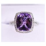 3 ct Amethyst Sterling Dinner Ring