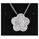 White Topaz Sterling Flower Necklace