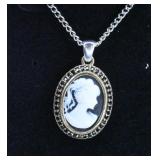 Sterling Cameo Dinner Necklace