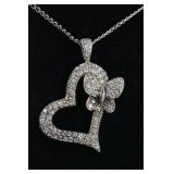 White Sapphire Heart Necklace