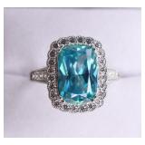 3.95 ct. Artic Cut Sterling Sapphire Dinner Ring