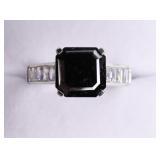 Square Cut Onyx Dinner Sterling Silver Ring