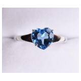 Blue Topaz Sweetheart Sterling Silver Ring