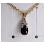 Onyx and White Sapphire Necklace