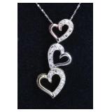 3 Heart Diamond Necklace