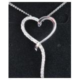 White Sapphire Sterling Silver Heart Necklace