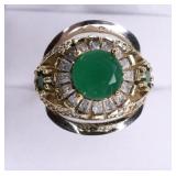 3.32ct Emerald Sterling Silver Dinner Ring