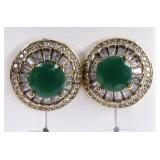 Round Cut Emerald Sterling Earrings