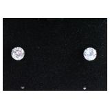 3.01 Ct Round White Sapphire Solitaire Earrings