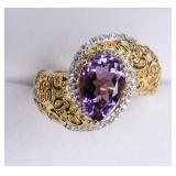 3ct Amethyst Sterling Silver Ring