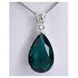 Pear Cut Emerald Solitaire Neckalce