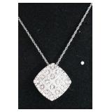 Large Diamond Sterling Silver Necklace