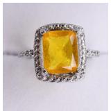 3ct Citrine Sterling Silver Ring