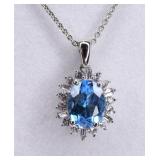 Blue Topaz Sterling Silver Necklace