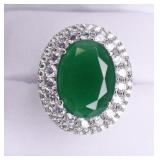 8.12cttw Emerald Sterling Silver Ring