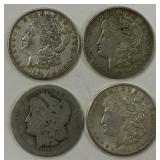Lot Of 4 Mixed Date Morgan Silver Dollars