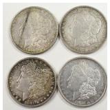 Lot Of 4 1878 & 1881 Morgan Silver Dollars