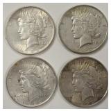 Lot Of 4 1922-P Peace Silver Dollars