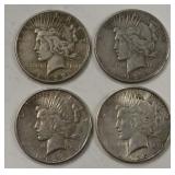 Lot Of 4 1922-S Peace Silver Dollars