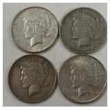 Lot Of 4 1922-D Peace Silver Dollars
