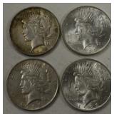 Lot Of 4 1923-P Peace Silver Dollars