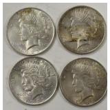 Lot Of 4 1923-P Peace Silver Dollars